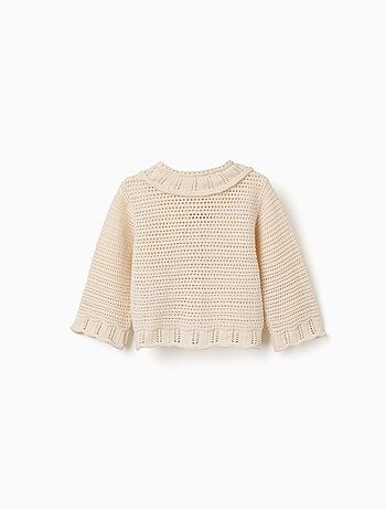 Giacca in maglia di cotone con dettagli traforati