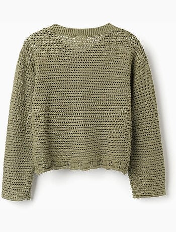 Giacca in maglia di cotone con fiori ricamati