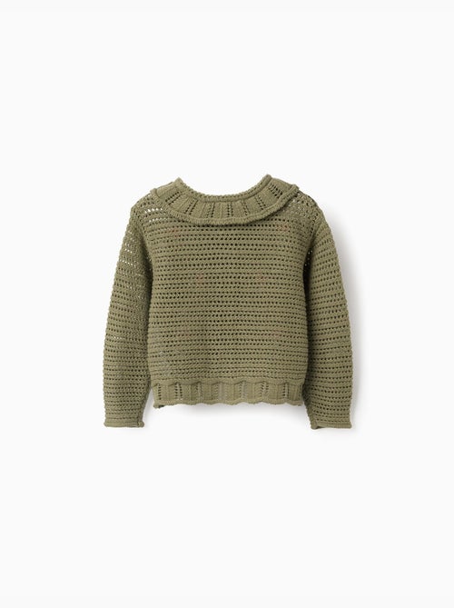 Giacca in maglia di cotone con fiori ricamati - Kiabi