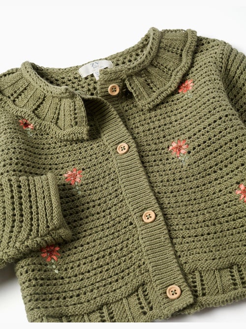 Giacca in maglia di cotone con fiori ricamati - Kiabi