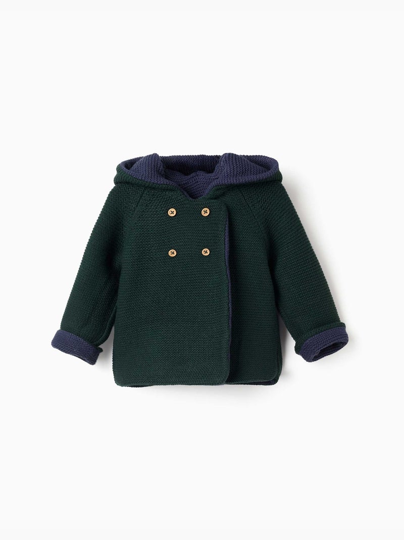 Giacca in maglia reversibile con cappuccio Blu scuro - Kiabi