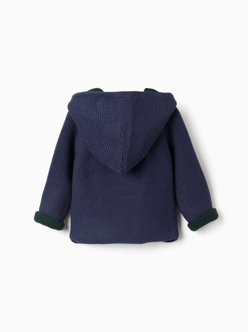 Giacca in maglia reversibile con cappuccio Blu scuro - Kiabi