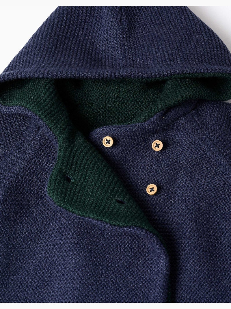 Giacca in maglia reversibile con cappuccio Blu scuro - Kiabi
