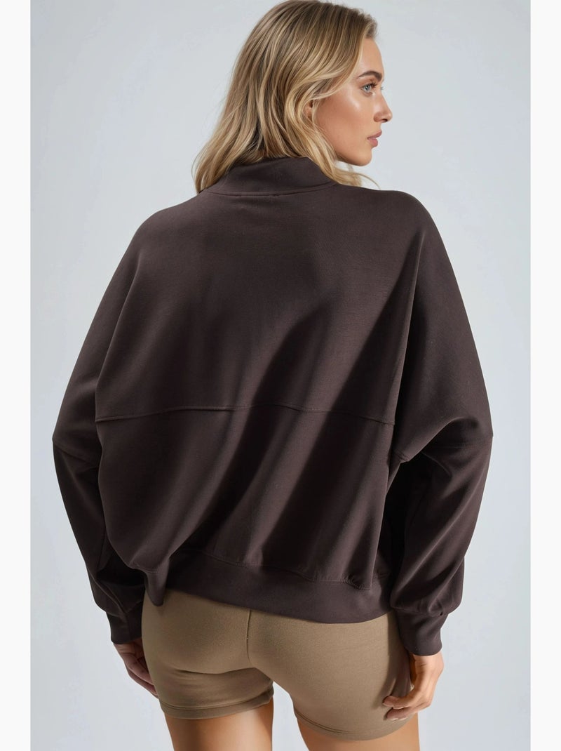 Giacca in modal con zip busem Marrone scuro - Kiabi