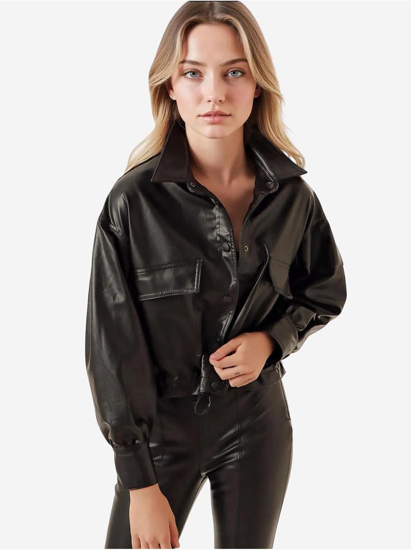 Giacca in pelle corta bdart Nero - Kiabi