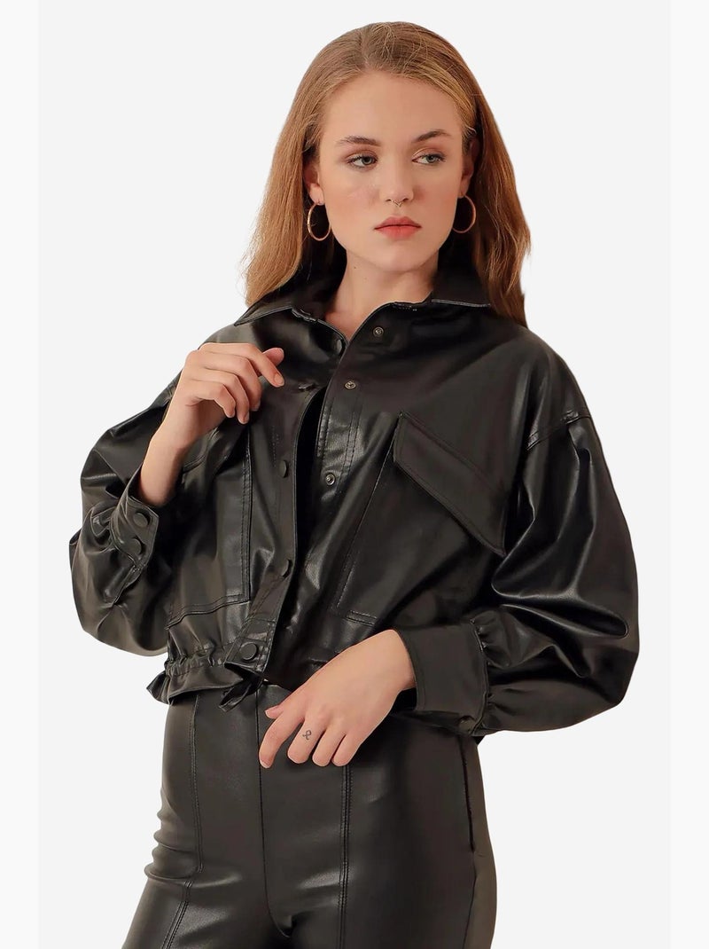 Giacca in pelle corta bdart Nero - Kiabi