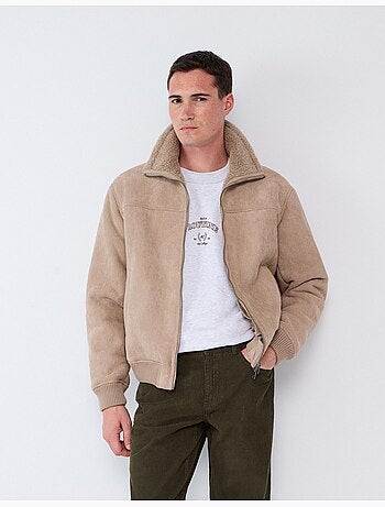 Giacca in pelle effetto shearling, mo fashion