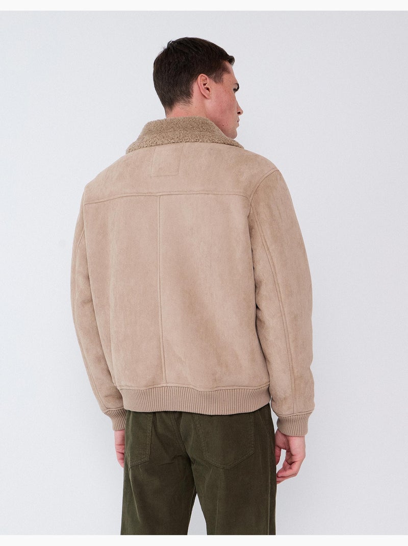 Giacca in pelle effetto shearling, mo fashion Beige - Kiabi