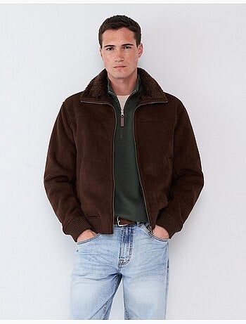 Giacca in pelle effetto shearling, mo fashion