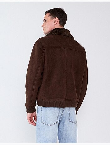 Giacca in pelle effetto shearling, mo fashion