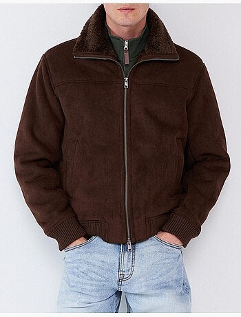 Giacca in pelle effetto shearling, mo fashion