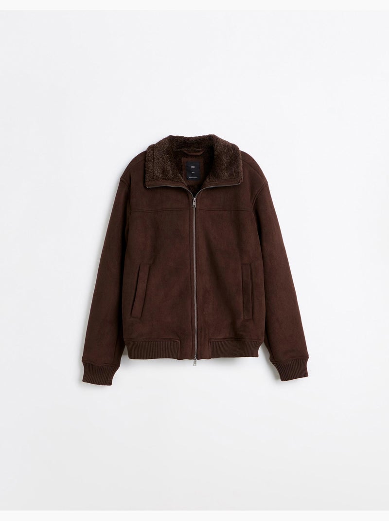 Giacca in pelle effetto shearling, mo fashion Marrone - Kiabi