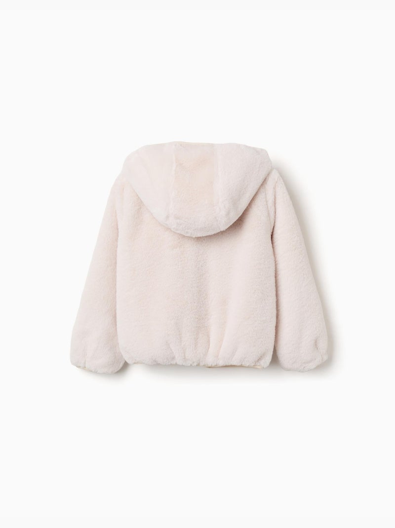 Giacca in peluche con cappuccio e tasche Beige chiaro - Kiabi