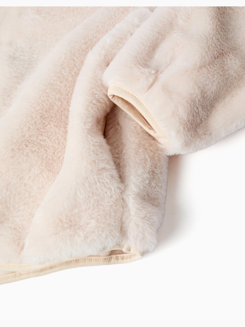 Giacca in peluche con cappuccio e tasche Beige chiaro - Kiabi