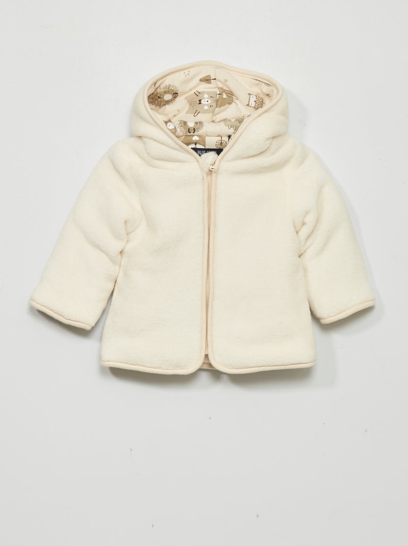 Giacca in pile con cappuccio bianco - Kiabi