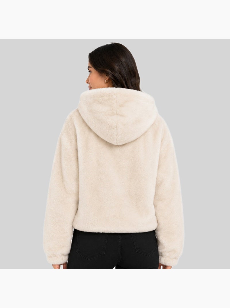 Giacca in pile con cappuccio dadani – geographical norway Bianco sporco - Kiabi