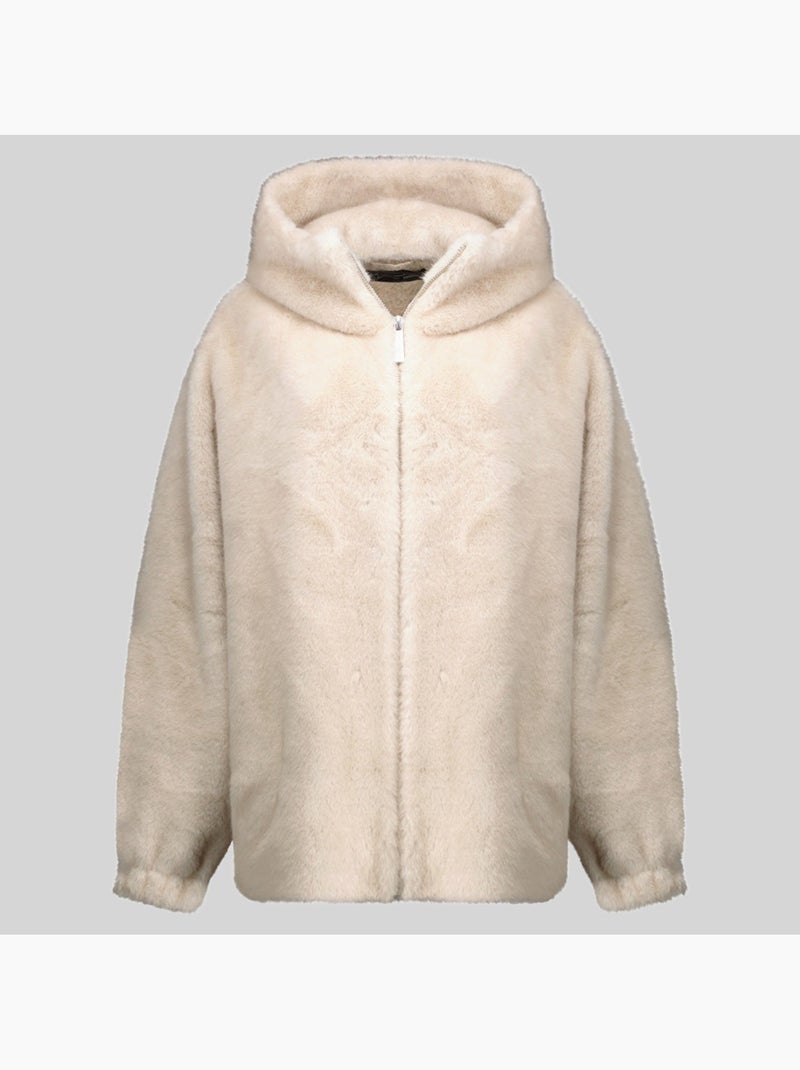 Giacca in pile con cappuccio dadani – geographical norway Bianco sporco - Kiabi