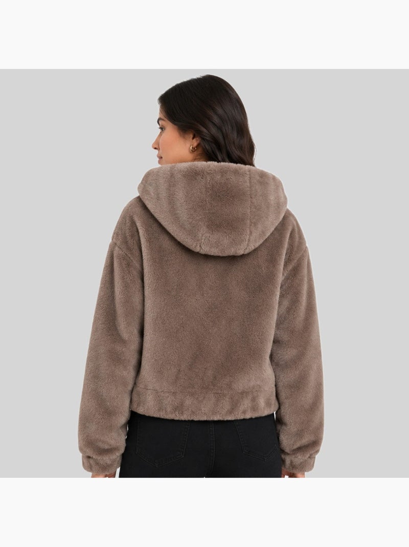Giacca in pile con cappuccio dadani – geographical norway Tortora - Kiabi