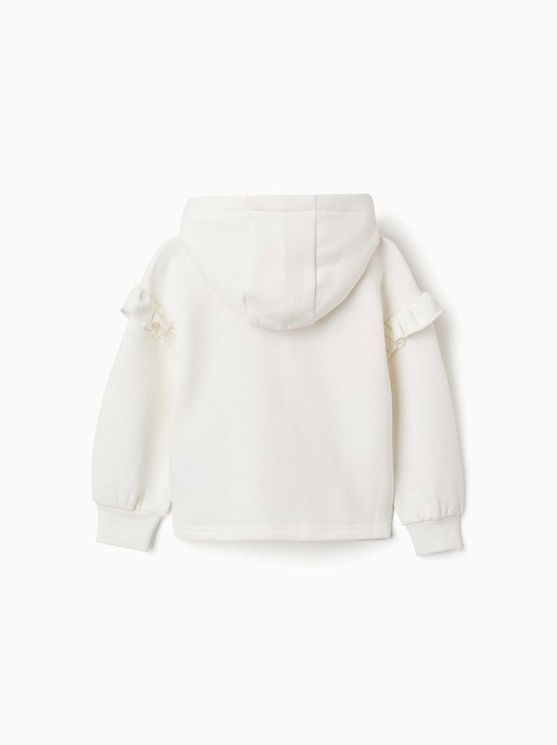 Giacca in pile con cappuccio e fodera spazzolata Bianco - Kiabi