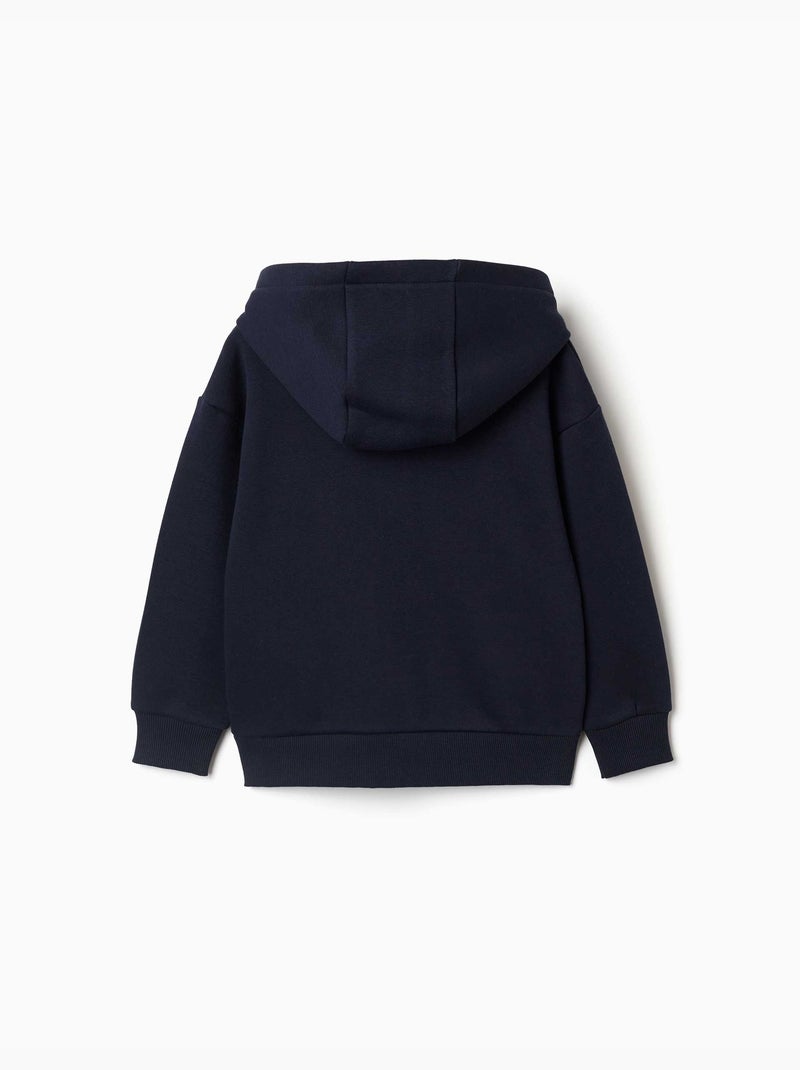 Giacca in pile con cappuccio e fodera spazzolata Blu scuro - Kiabi