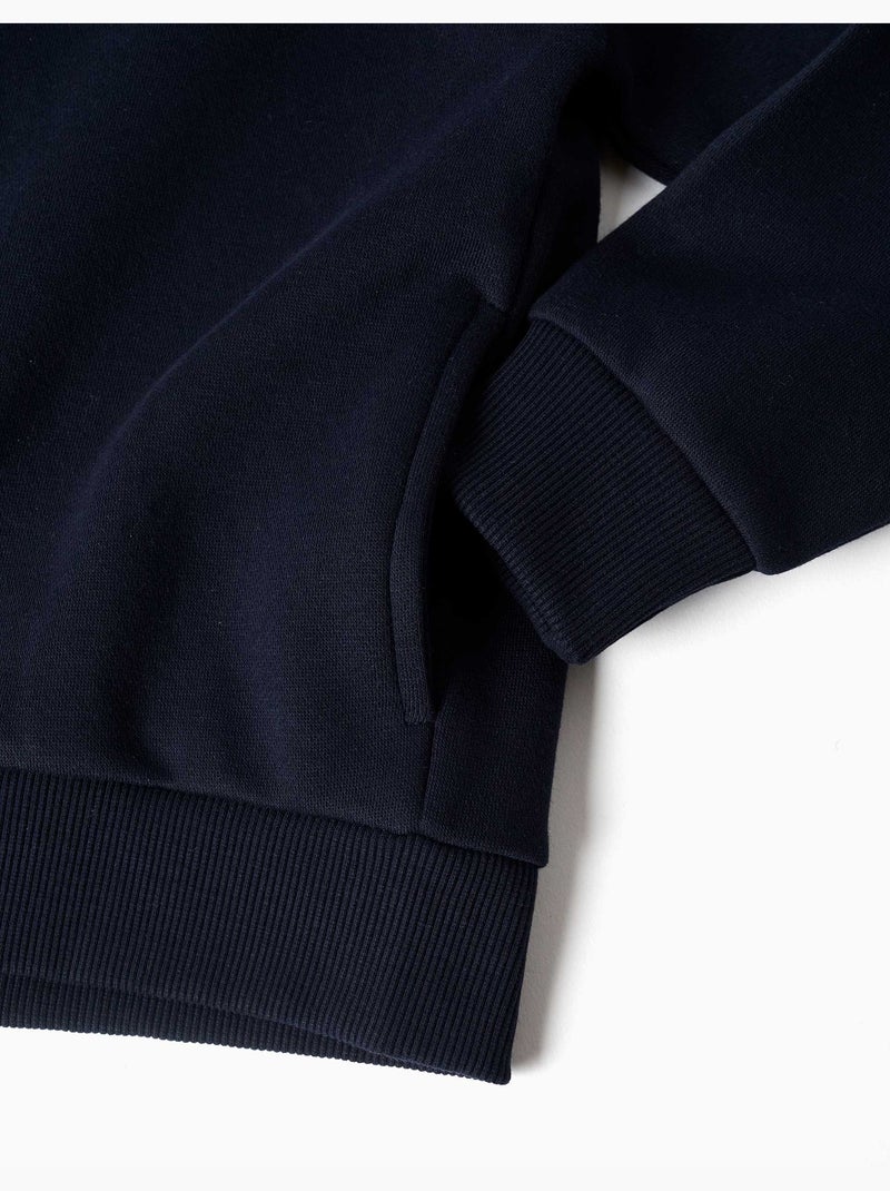 Giacca in pile con cappuccio e fodera spazzolata Blu scuro - Kiabi