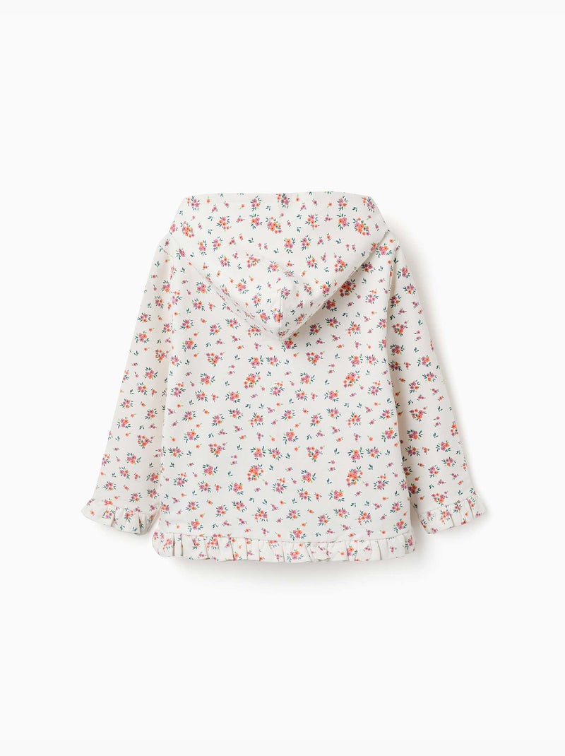 Giacca in pile con cappuccio e motivo floreale Beige chiaro - Kiabi