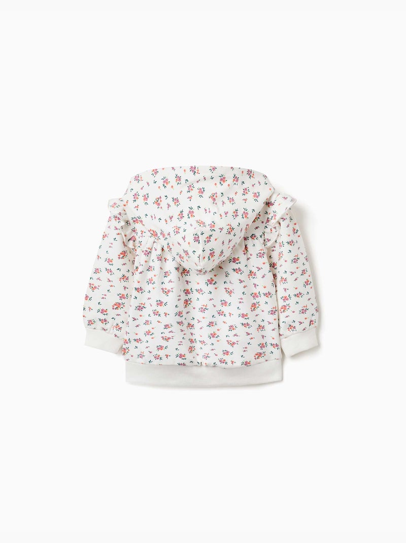 Giacca in pile con cappuccio e motivo floreale Beige chiaro - Kiabi