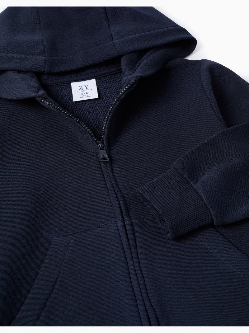 Giacca in pile con cappuccio e tasche Blu scuro - Kiabi