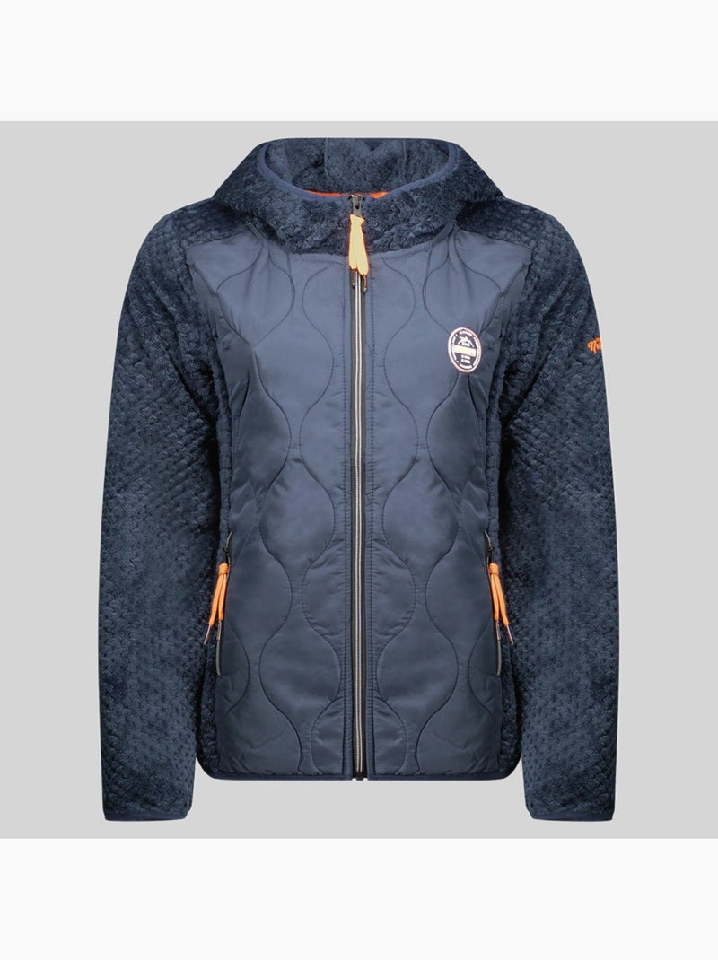 Giacca in pile con cappuccio torsade – geographical norway Blu marino - Kiabi