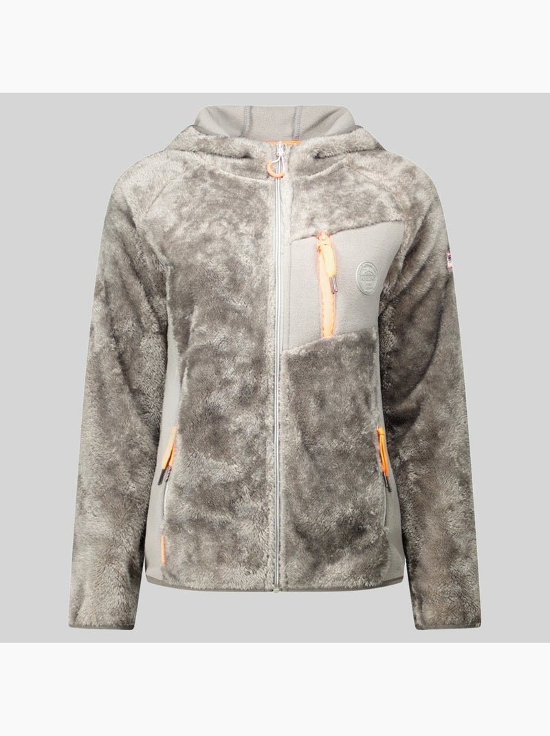 Giacca in pile con cappuccio toscana – geographical norway Grigio chiaro - Kiabi