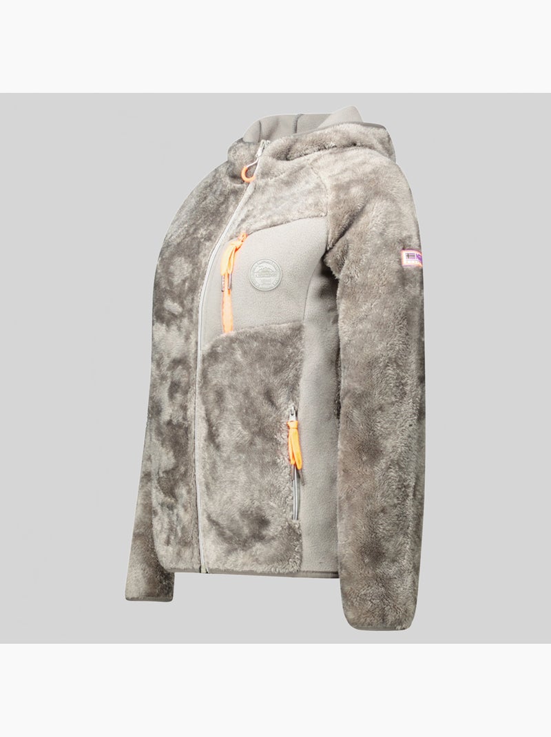 Giacca in pile con cappuccio toscana – geographical norway Grigio chiaro - Kiabi
