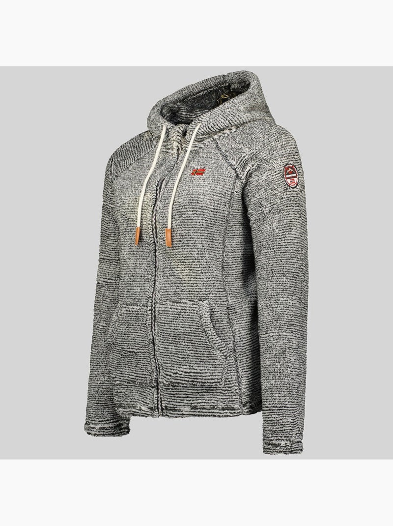 Giacca in pile con cappuccio trigo – geographical norway Grigio scuro - Kiabi