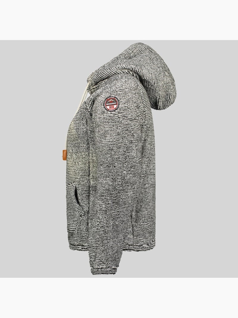 Giacca in pile con cappuccio trigo – geographical norway Grigio scuro - Kiabi