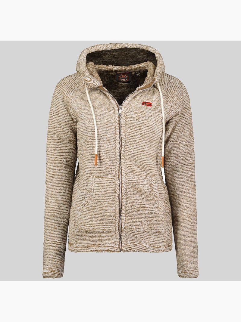 Giacca in pile con cappuccio trigo – geographical norway Tortora - Kiabi