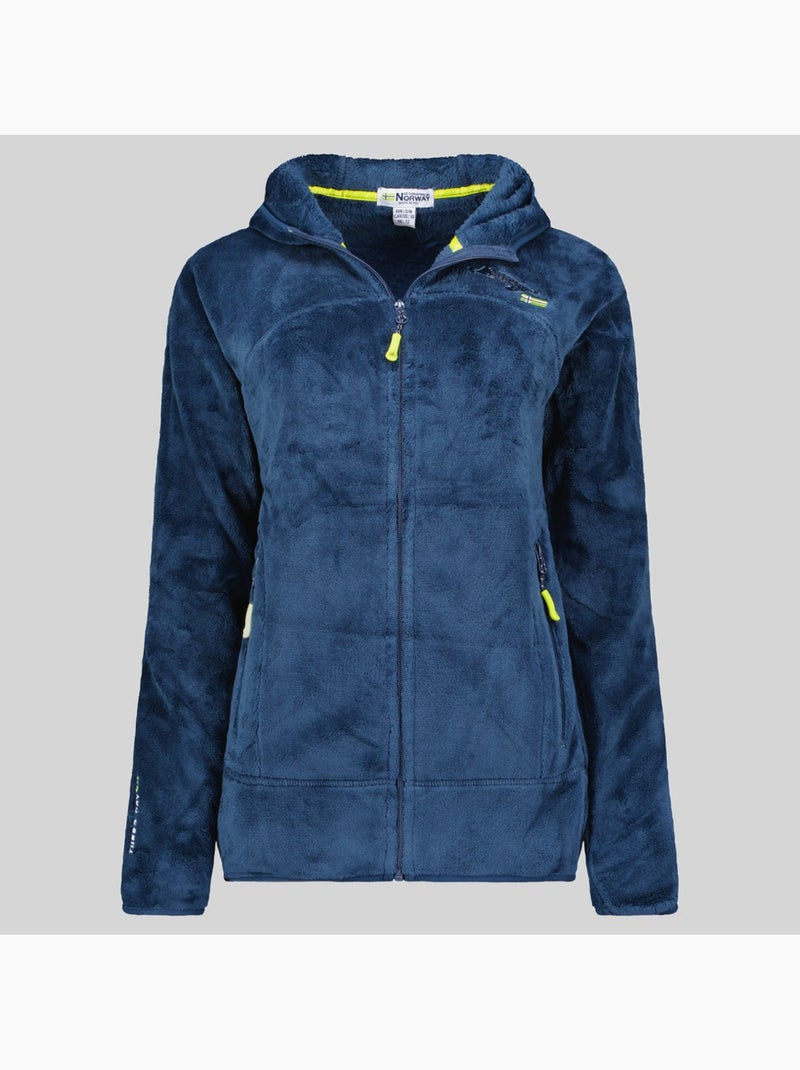 Giacca in pile con cappuccio upalood – geographical norway Blu marino - Kiabi