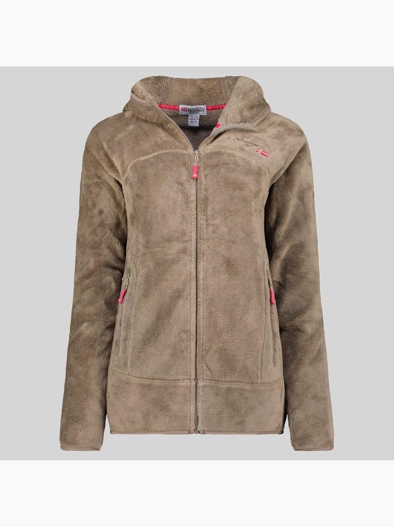 Giacca in pile con cappuccio upalood – geographical norway Tortora - Kiabi