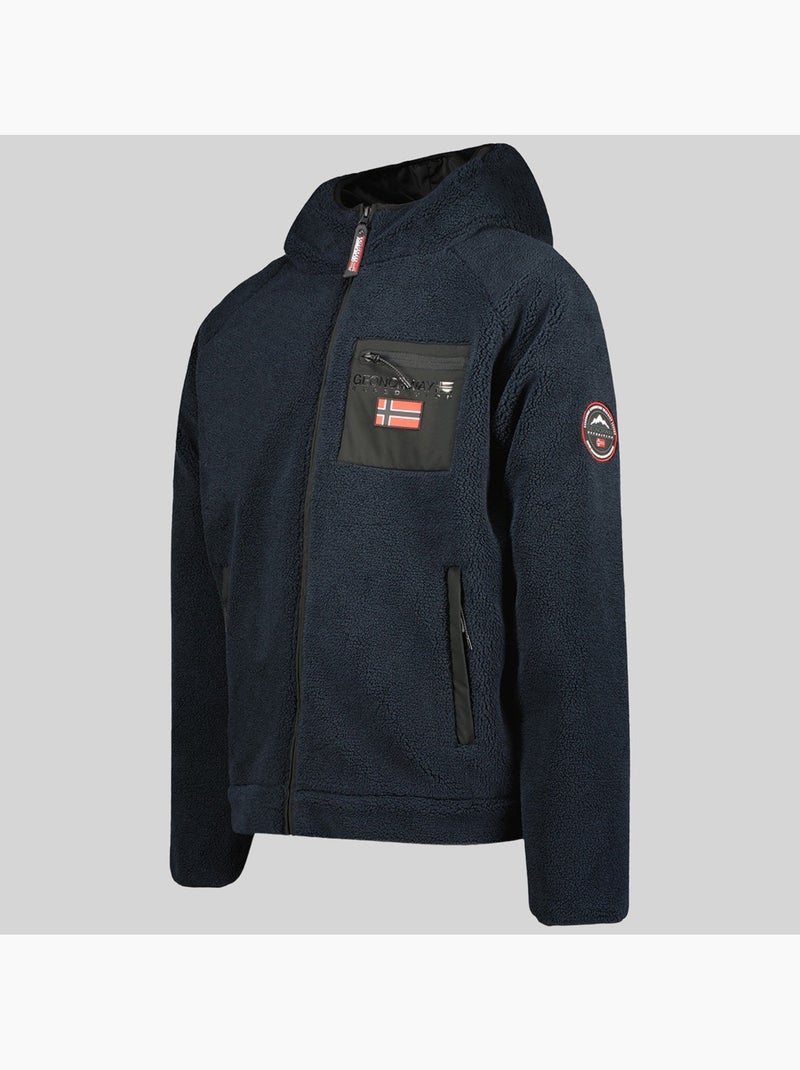 Giacca in pile con zip e cappuccio udaf – geographical norway Blu marino - Kiabi