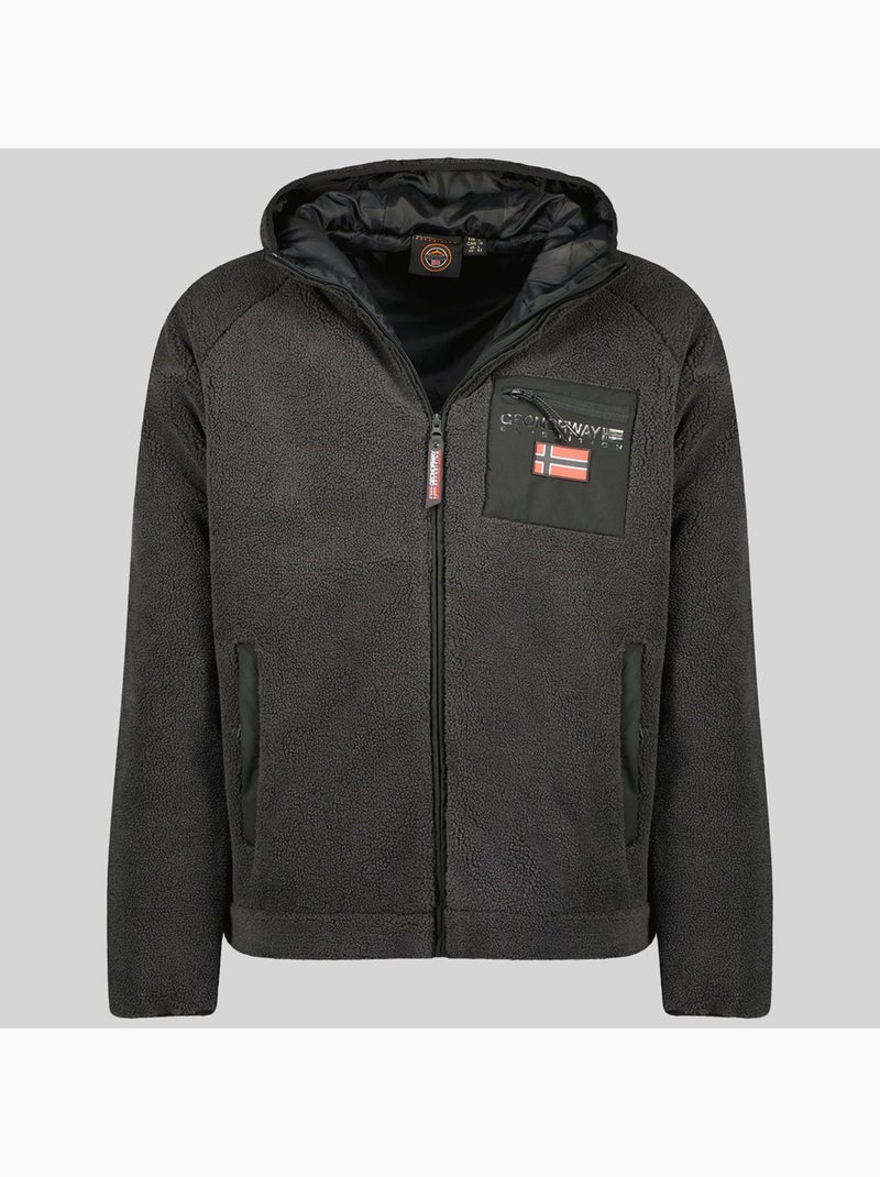 Giacca in pile con zip e cappuccio udaf – geographical norway Grigio scuro - Kiabi