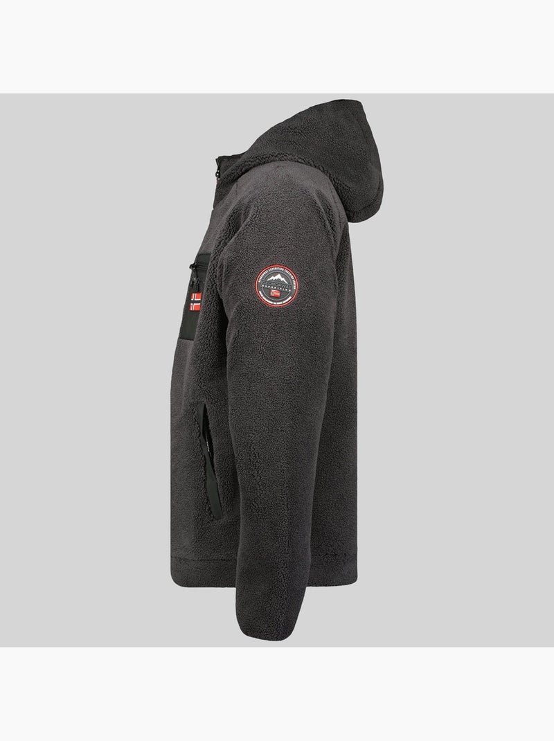 Giacca in pile con zip e cappuccio udaf – geographical norway Grigio scuro - Kiabi