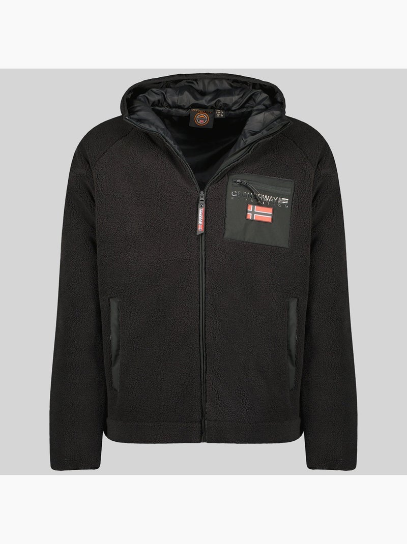 Giacca in pile con zip e cappuccio udaf – geographical norway Nero - Kiabi