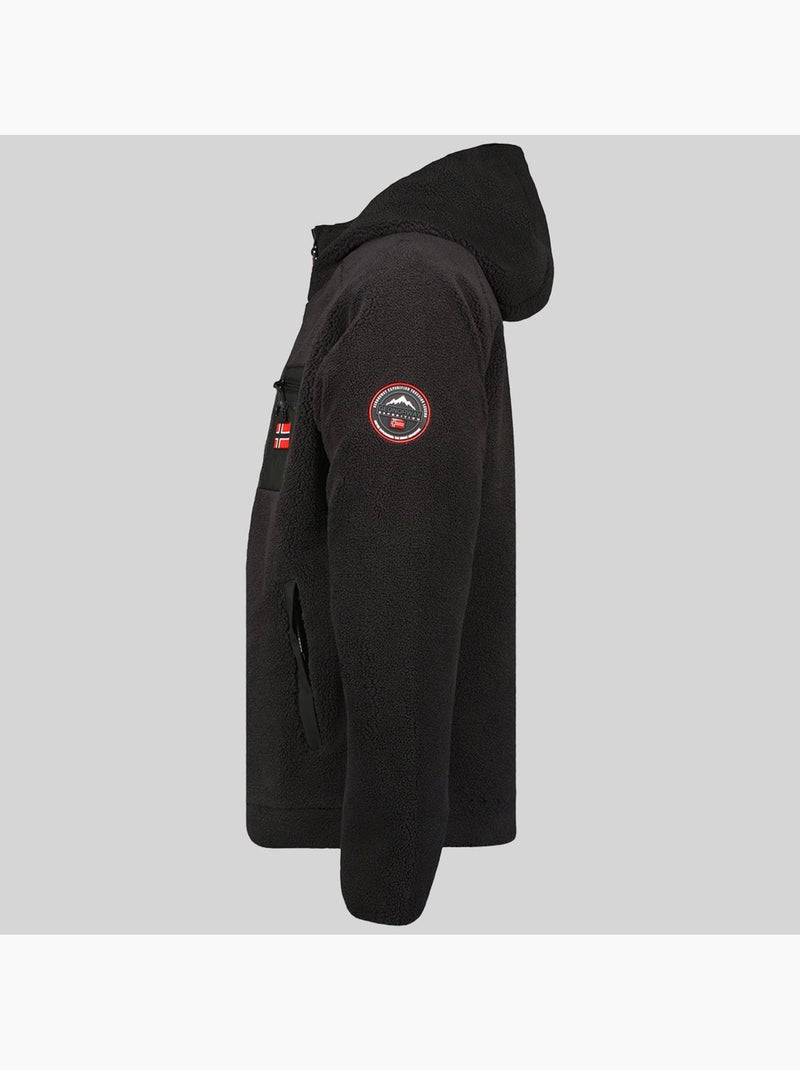 Giacca in pile con zip e cappuccio udaf – geographical norway Nero - Kiabi