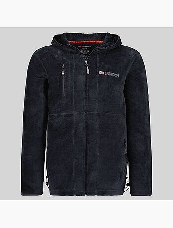 Giacca in pile con zip upload hood – geographical norway
