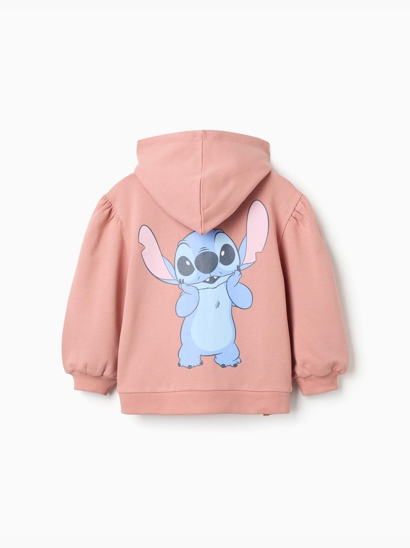 Giacca in pile spazzolato con cappuccio e stampe Stitch Rosa - Kiabi