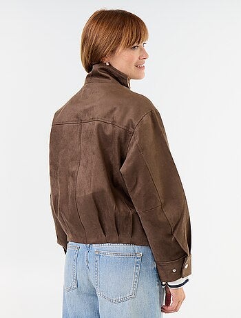 Giacca in simil camoscio con zip