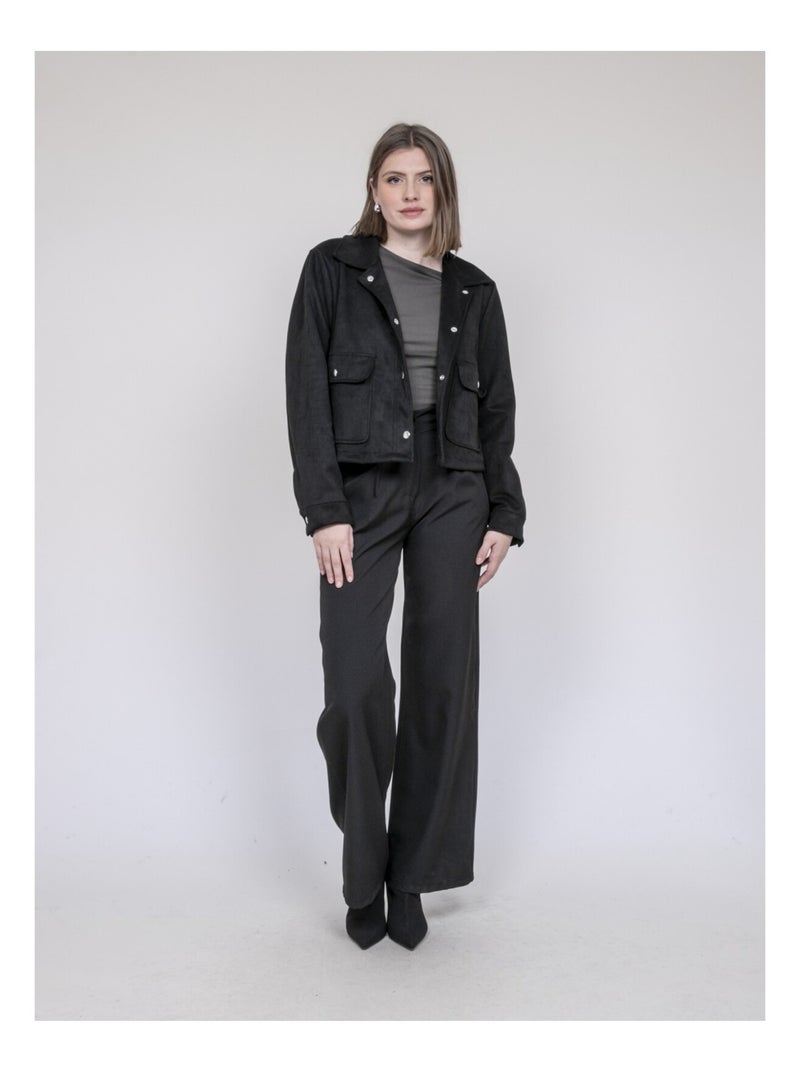 Giacca in similcamoscio UPERLA Nero - Kiabi