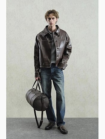 Giacca in similpelle con bottoni giesto