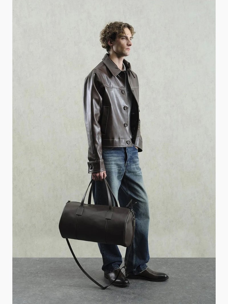 Giacca in similpelle con bottoni giesto Marrone cioccolato - Kiabi