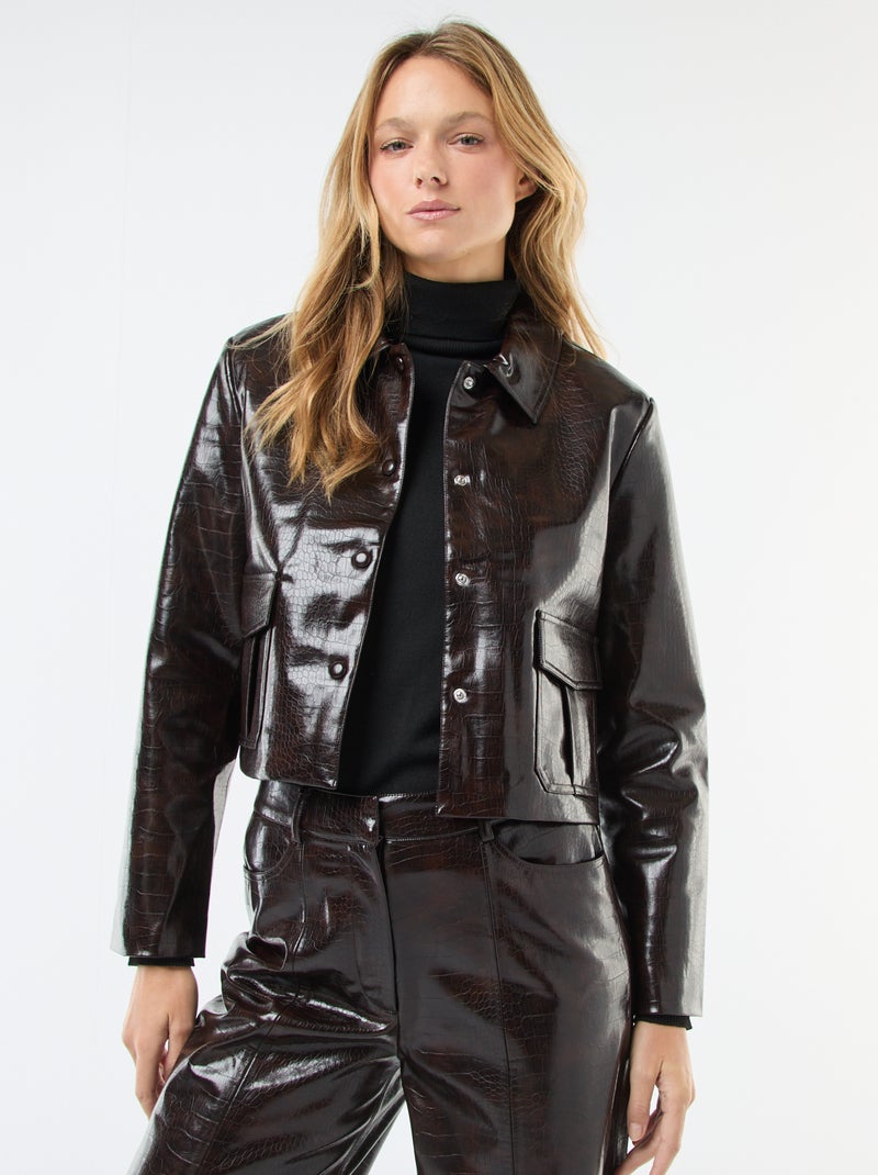 Giacca in similpelle effetto "pelle di serpente" Marrone - Kiabi