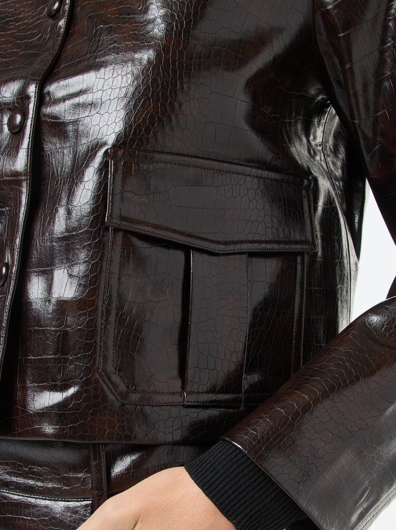 Giacca in similpelle effetto "pelle di serpente" Marrone - Kiabi