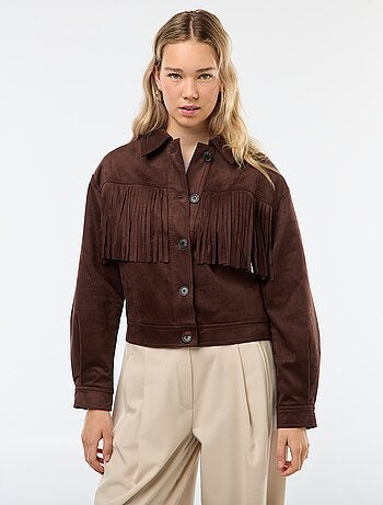 Giacca in suede con frange taglio corto